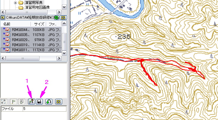 GPSデータから撮影位置を推定する画面